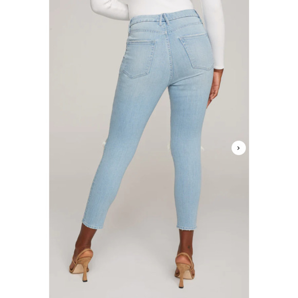 GOOD AMERICAN NWT Good Waist Skinny Distressed Crop Jeans in Blue635 // 6 - Picture 2 of 11